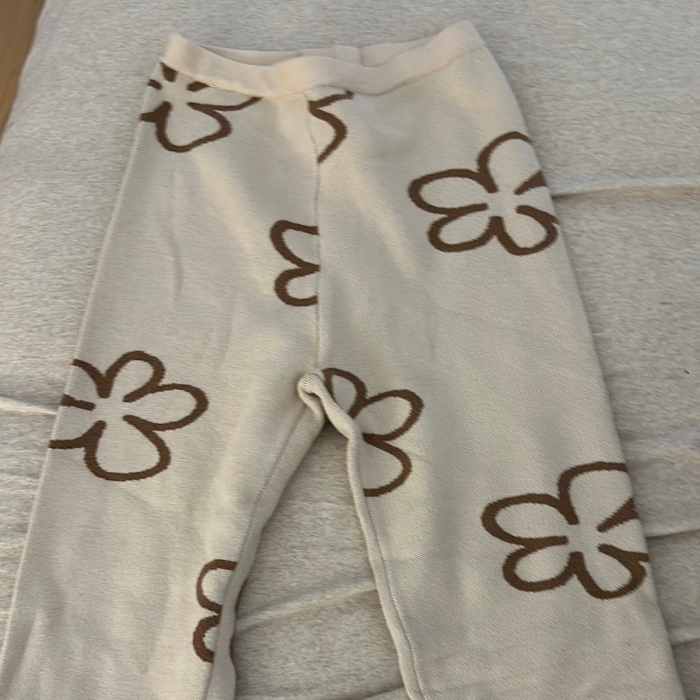 Cream and Brown Floral Pants